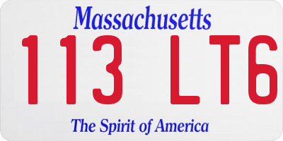 MA license plate 113LT6