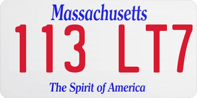 MA license plate 113LT7