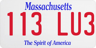MA license plate 113LU3