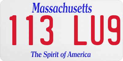 MA license plate 113LU9