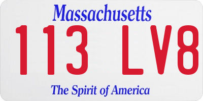 MA license plate 113LV8