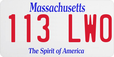 MA license plate 113LW0