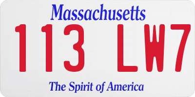 MA license plate 113LW7