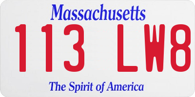 MA license plate 113LW8