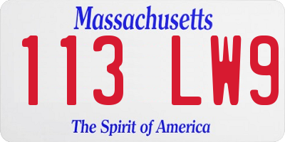 MA license plate 113LW9