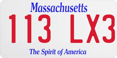 MA license plate 113LX3