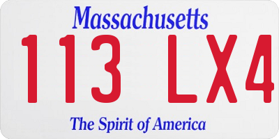 MA license plate 113LX4
