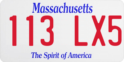 MA license plate 113LX5