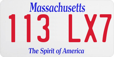 MA license plate 113LX7
