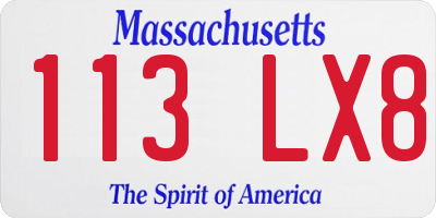 MA license plate 113LX8