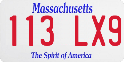 MA license plate 113LX9