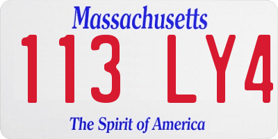 MA license plate 113LY4