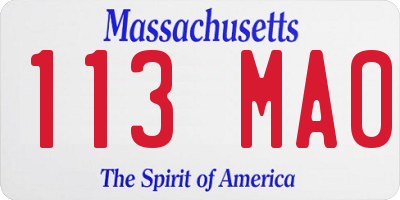 MA license plate 113MA0