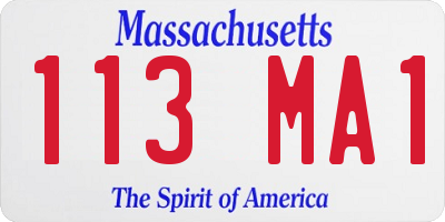 MA license plate 113MA1