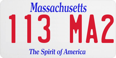 MA license plate 113MA2