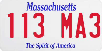 MA license plate 113MA3
