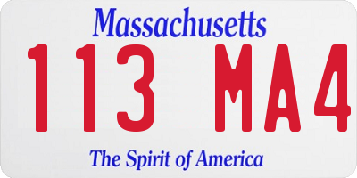 MA license plate 113MA4
