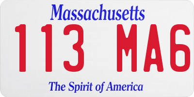 MA license plate 113MA6