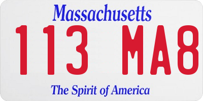 MA license plate 113MA8