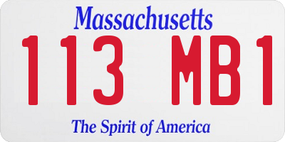 MA license plate 113MB1