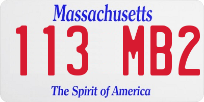 MA license plate 113MB2