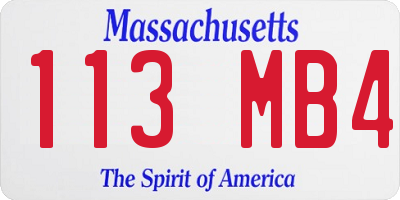 MA license plate 113MB4