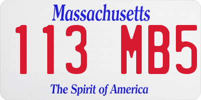 MA license plate 113MB5