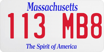 MA license plate 113MB8