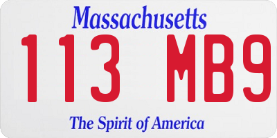 MA license plate 113MB9
