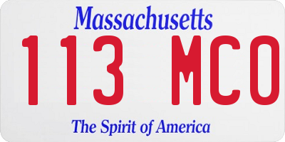MA license plate 113MC0