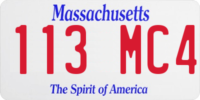 MA license plate 113MC4