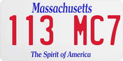 MA license plate 113MC7