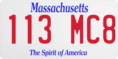 MA license plate 113MC8