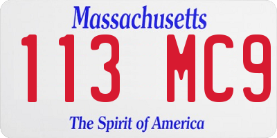 MA license plate 113MC9