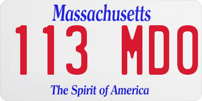 MA license plate 113MD0