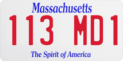 MA license plate 113MD1