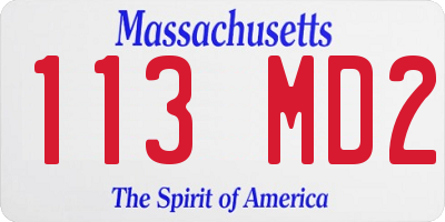 MA license plate 113MD2