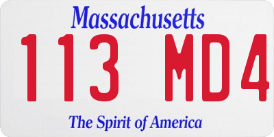 MA license plate 113MD4