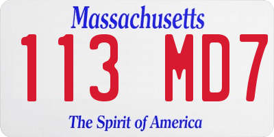 MA license plate 113MD7