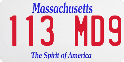 MA license plate 113MD9