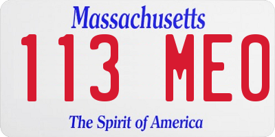 MA license plate 113ME0