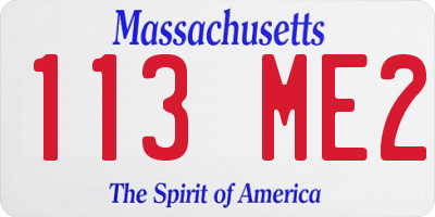 MA license plate 113ME2