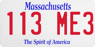 MA license plate 113ME3