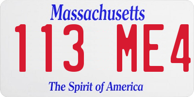 MA license plate 113ME4