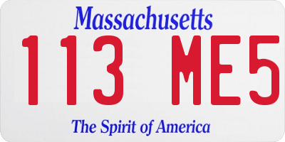 MA license plate 113ME5