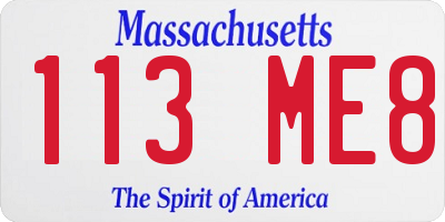 MA license plate 113ME8