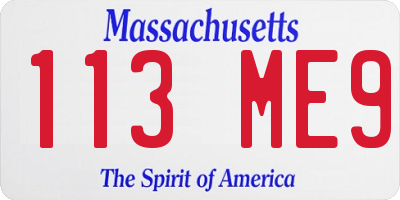MA license plate 113ME9