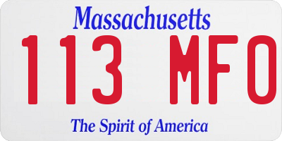 MA license plate 113MF0