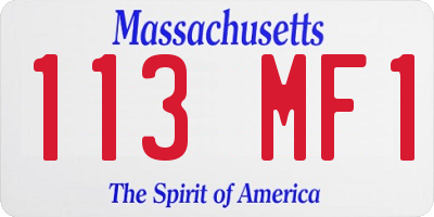 MA license plate 113MF1