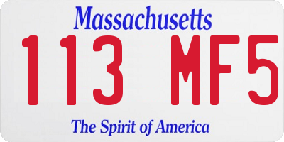 MA license plate 113MF5